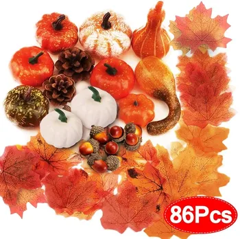 

Fall autumn decoration pumpkins Harvest Props Artificial Fake Pumpkin Leaves For Halloween Harvest Festival Faux Decoration