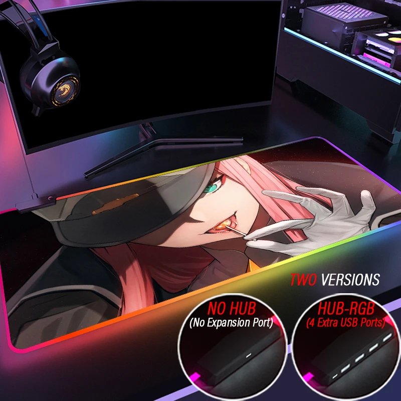 Hub Custom Diy 02 Darling In The Franxx Big Breast Girl Rgb Mouse Pad Zero Two Led Gamer Large Mice 4 Port Usb For Pc Desk Mat Mouse Pads Aliexpress