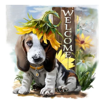 

Full Square Diamond DIY Diamond Painting "Welcome Puppy"Diamond Embroidery Cross Stitch Rhinestone Painting