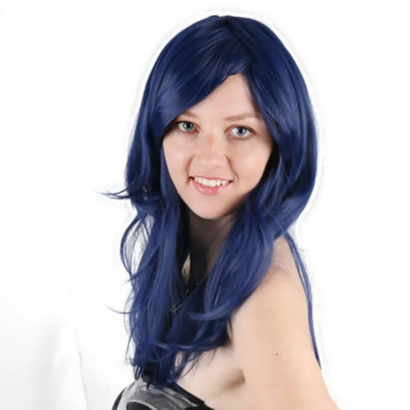 

long kinky curly deep wave human fake hair closure wig White Black Women Mannequin cosplay head colored blue bangs wig