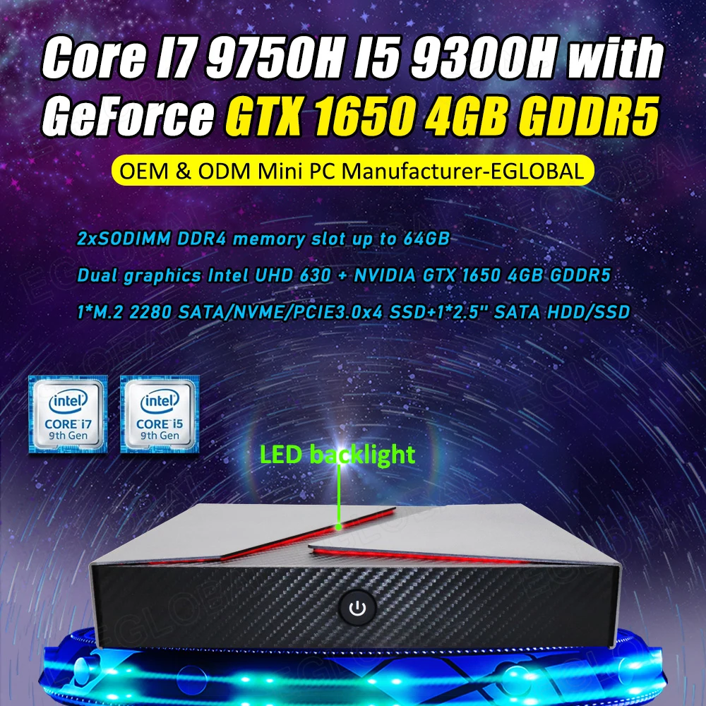 EGLOBAL Nvidia GeForce GTX 1650 4 ГБ GDDR5 ноутбук ПК 19 в DC F5 M.2 2280 SATA/NVME/PCIE3.0 I5 9300H Мини компьютер|Мини