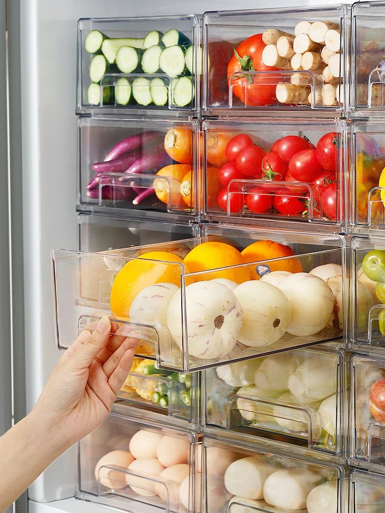 Buzdolabı saklama kutusu temizle gıda eşya kutuları meyve sebze et  dondurucu buzdolabı istiflenebilir dolap mutfak çekmecesi organizatör _ -  AliExpress Mobile