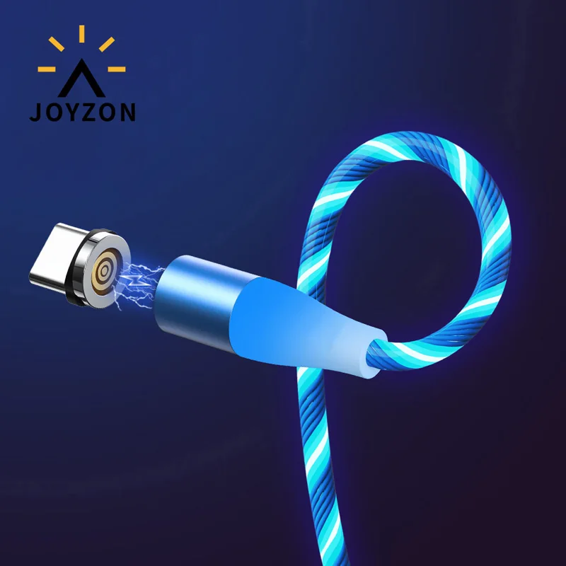 Magnetic charging Mobile Phone Cable Flow Luminous Lighting cord charger Wire for Samaung LED Micro USB Type C iphone | Мобильные