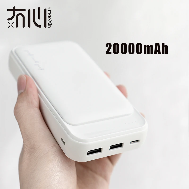 Внешний аккумулятор Maoxin, 20000 мА/ч, micro и type c, Двойной вход, двойной usb выход, тонкий, чистый, черный, белый, портативный, зарядное устройство для мобильного телефона