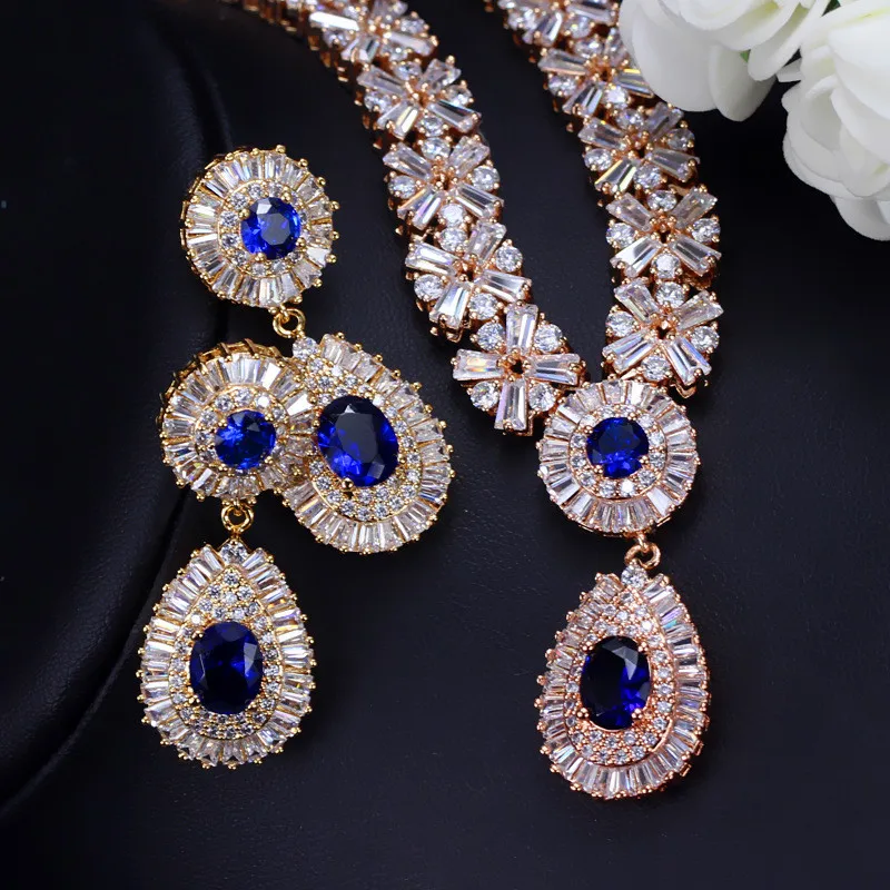 CC Luxury Jewelry Set Charms Drop Earring Necklace Pendant Bridal