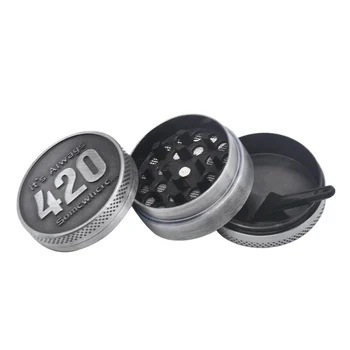 

3-Part Zinc Alloy Metal Herb Grinder Mills Tobacco Spice Weed Grinder Crusher With Free Scraper