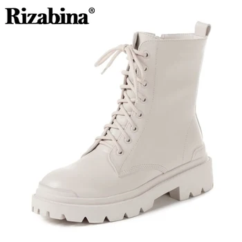 

Rizabina Women Ankle Boots Genuine Leather Zipper Women Autumn Winter Shoes Fashion Cool Short Boots Women Footwear Size 34-40