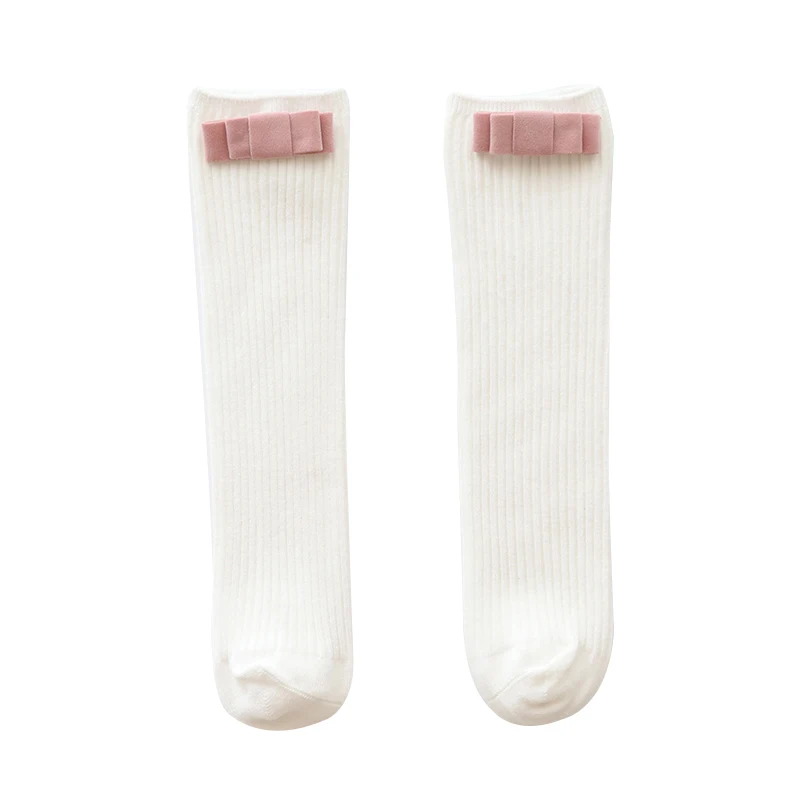 Хлопковые гольфы с принтом в виде банта вечерние мягкие гетры для новорожденных милые носки для девочек, s - Цвет: W