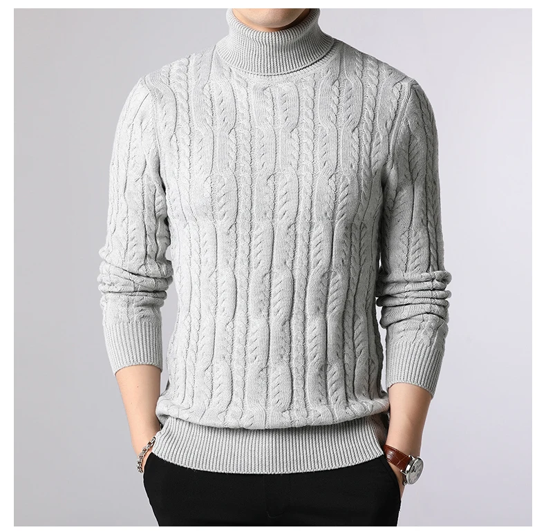 

Autumn winter men's high collar sweaters fashion solid color pullover long sleeve bottoming shirt