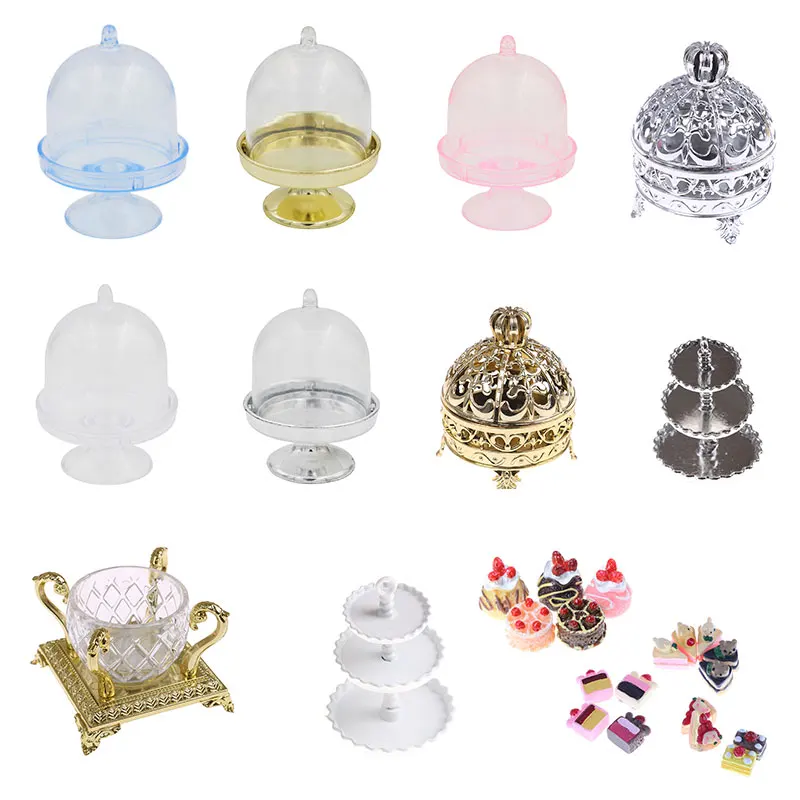 

1/5pcs 3D Miniature Food DIY Craft For Dollhouse Mini Dessert Pan Cake Stand Fruit Tray and mini cake Doll Kitchen Toys