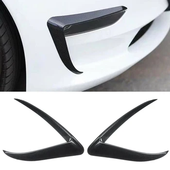 

For Tesla Model 3 2017-2019 Front Fog Light Lamp Eyebrow Cover Trim Carbon Fiber Fog Light Eyebrow Cover Trim Car Accessories