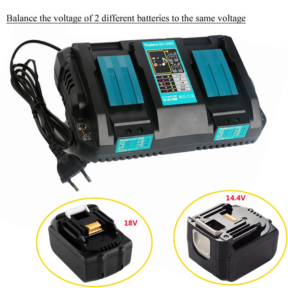 MAKITA Chargeur ultra rapide double port pour batteries lithium 18V DC18RD