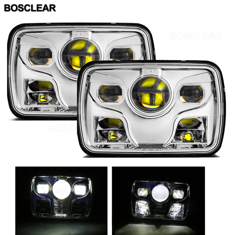 2X7X6 5X7 дюймов светодиодный налобный фонарь для Jeep Wrangler YJ Cherokee XJ аксессуары GMC Savana 1500 2500 3500 GMC Safari Ford F550 F350 F250 E150 Club Wagon E-350 ecoline для Chevrolet Express 3500 1500 Astro для Nissan 240SX - Цвет: S5701-80w Chrome
