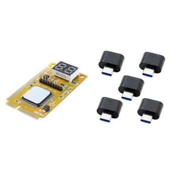 

1 Pcs USB Mini PCI-E PCI LPC PC Analyzer Tester & 5 Pcs Type-C USB-C to USB 2.0 OTG Adapter(Black)