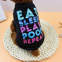 Летняя одежда для собак собака рубашка с надписью собак дышащий жилет черный короткий рукав щенков Чихуахуа Тедди Йорки Костюмы