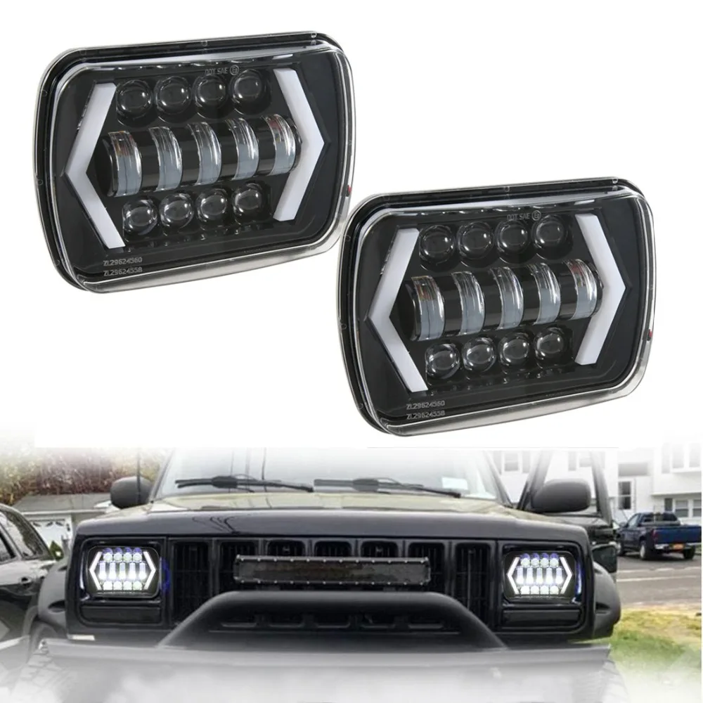 1 пара 5x7 &quot7x6 дюймов ангельские глазки DRL H4 светодиодный квадратный фонарь для Jeep