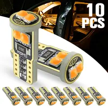 OKEEN 10Pcs T10 w5w 168 194 3030 6smd  Led Car Led License Plate Light Dome Lamp 12V Auto Side Marker Lights Canbus Yellow bulb