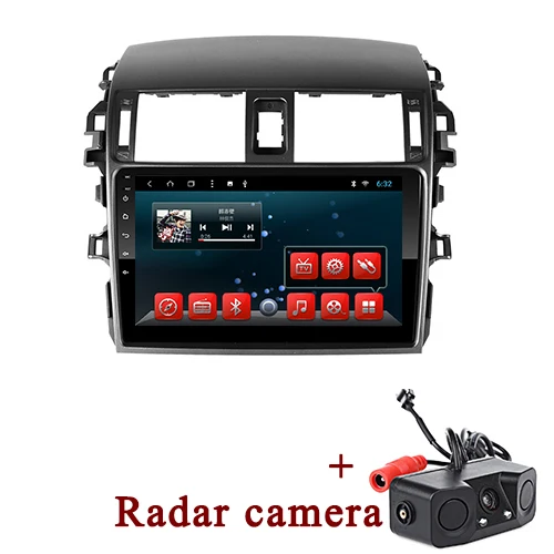 with Radar camera YAZH Android 9,0 Автомобильный мультимедийный стерео для Toyota Corolla 2009 с 1024*600 4K видео дисплей Поддержка SWC MirrorLink Carplay - Цвет: with Radar camera