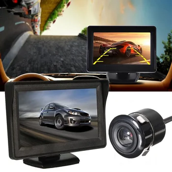 

Rear View Reverse Camera Waterproof Night Vision with Guide Lines and 4.3" LCD Display Monitor System Kit for Car