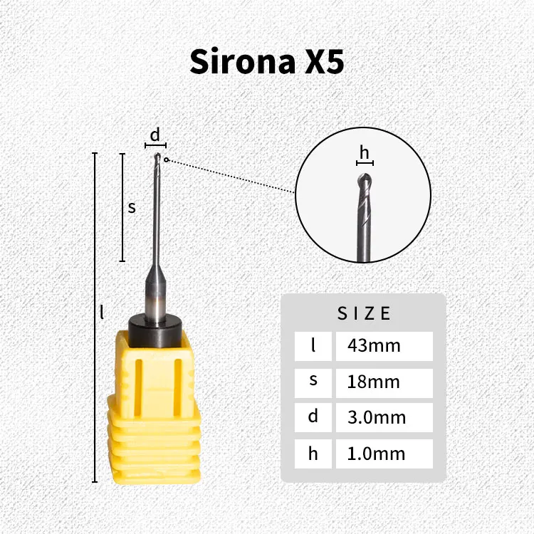 3 шт. Sirona X5 фрезерные боры с твердосплавным покрытием стоматологические для