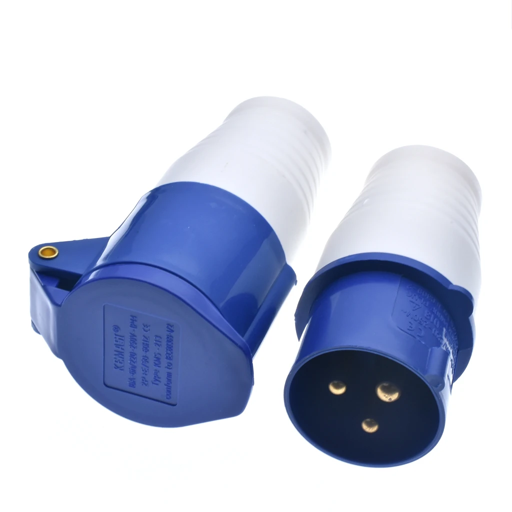 16A IP44 2P+E 3 Pin Industrial Socket/Plug AC 220-250V Waterproof Male  Famale Connector Electrical Sockets