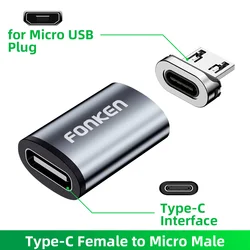Fonken Magnetic USB - C and Micro USB Charging Adapter - Universal Magnet Cable Connector (Usb c to micro)