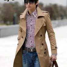 Genuo, мужской Тренч, новинка, модное мужское длинное пальто, ветровка, Осень-зима, двубортный тонкий Тренч, мужское пальто