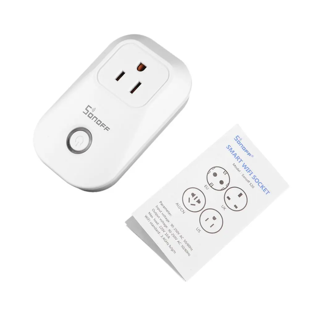 

Sonoff S20 EU/US/UK Wireless WiFi Timer Socket 10A 2200w Remote Power Supply Plug IOS Android Phone Remote Control Smart Home