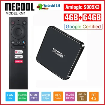 

MECOOL S905X3 Primary Video 4GB+64GB TV Box, KM1 Android 9.0 Amlogic Quad Core 4K TVBox BT4.2 2.4G/5G WiFi Smart Set-Top Box