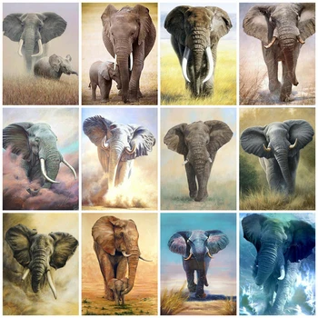 

EverShine Diamond Mosaic Animals Cross Stitch Diamond Embroidery Elephant Rhinestones Art Bead Picture Kits Home Decoration