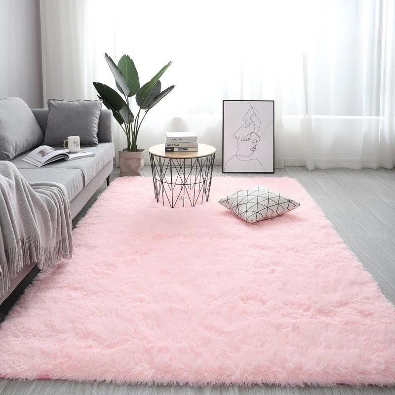 Nordic fluffy carpet rugs for bedroom/living room rectangle Large size plush anti-slip soft carpet white pink red 13 colors