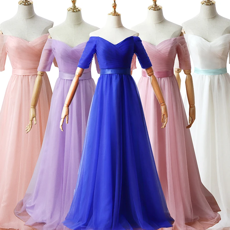 Королевское синее платье подружки невесты, свадебное платье для женщин фиолетового размера плюс, платье из тюля с v-образным вырезом, длинное платье в пол, черное платье