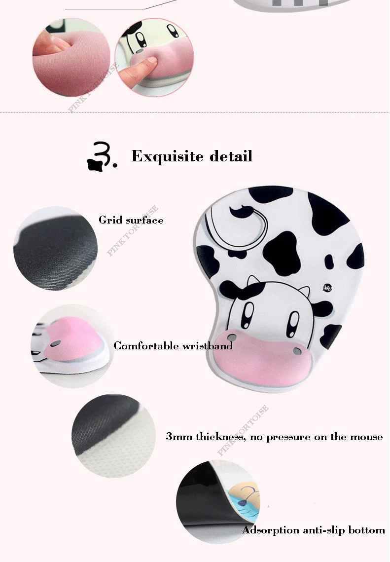 Wholesale Anime cute milk cow mouse Pad Soft Silicon Gel Mouse pad Gaming carton cow Mouse Mat