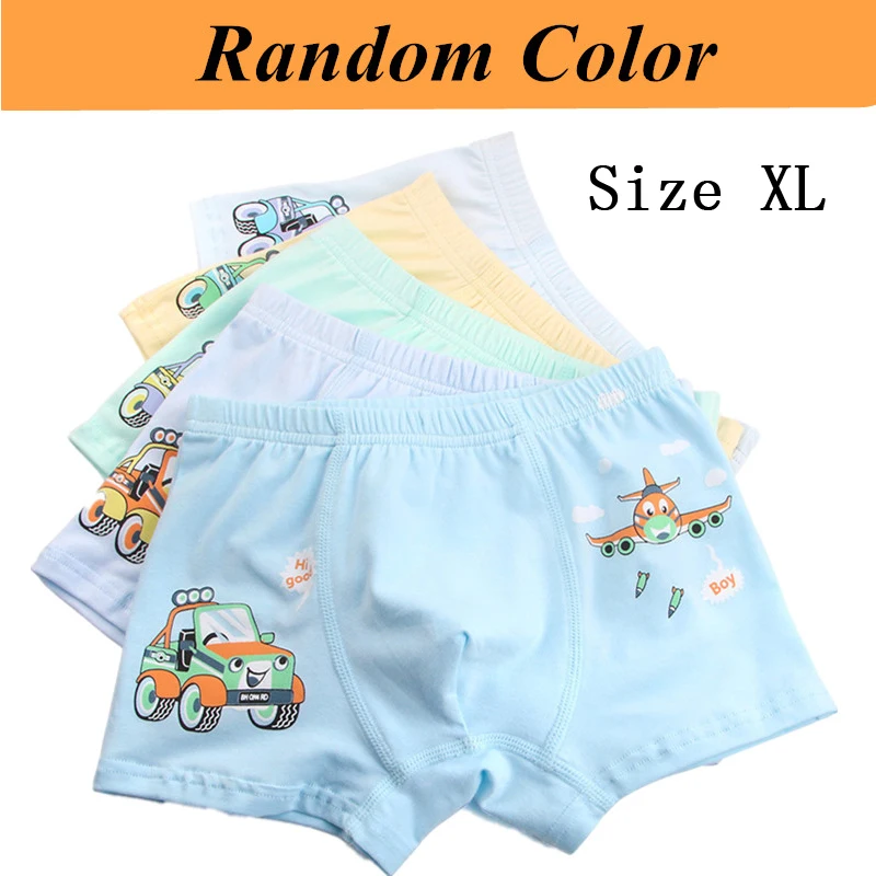 Random color Size XL 1 шт. от 3 до 10 лет милый нижнее белье для мальчиков, Произвольный выбор цвета при Цвета, Дышащие Носки с рисунком машины и с рисунком самолета, хлопковые трусы-шорты для детей - Цвет: Random color Size XL