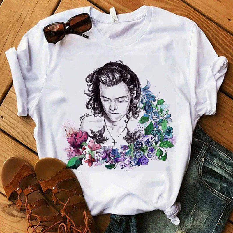 Harry Styles T Shirt Women Summer Fashion Tops TShirts Short Sleeve Round Nack T-Shirts Leisure Top Tee Casual Ladies Tshirt