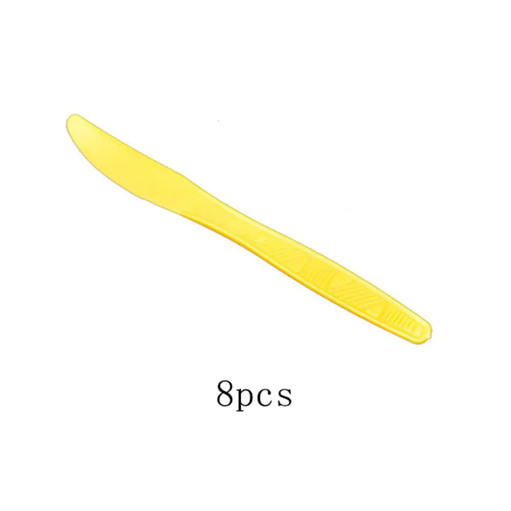 knife 8pcs Радуга Тема набор столовых приборов творческие столовые приборы разноцветная бумага тарелка Тема дня рождения вечерние день рождения - Цвет: knife 8pcs