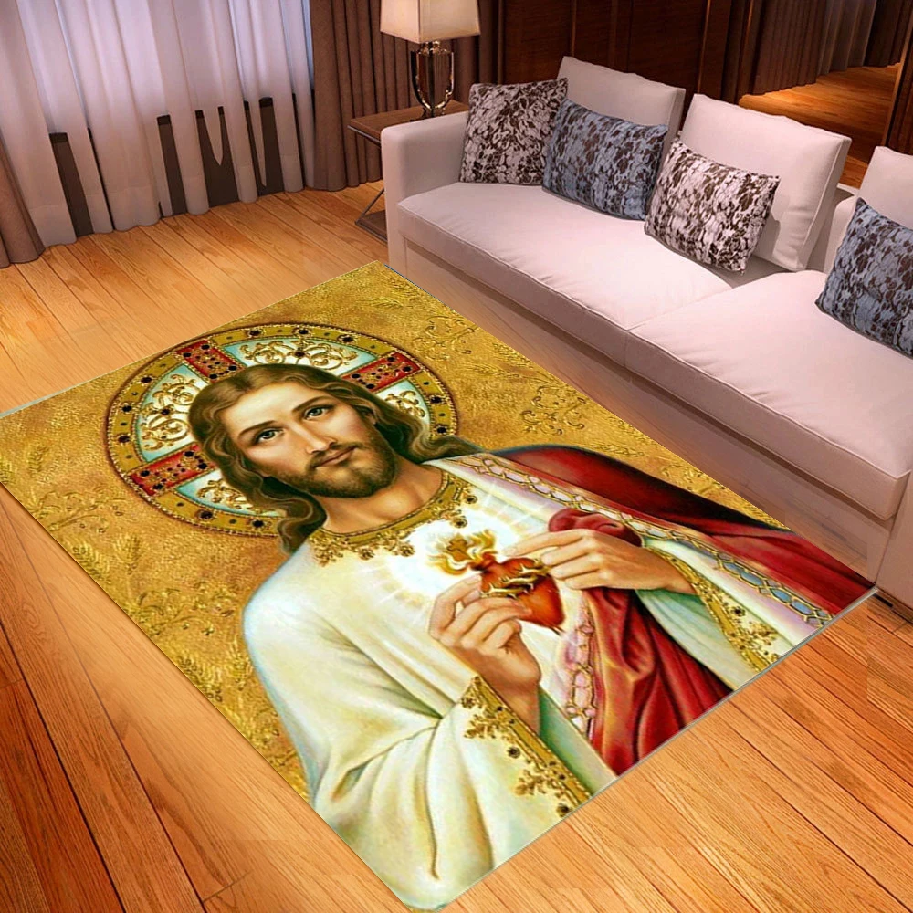 New Style Soft Flannel Christian Carpets For Living Room Rug For