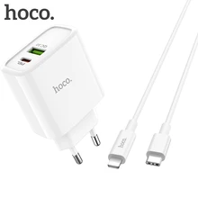 HOCO 18 Вт USB PD быстрое зарядное устройство адаптер QC3.0/2,0 быстрое зарядное устройство с type C к Lightning Кабель для быстрой зарядки