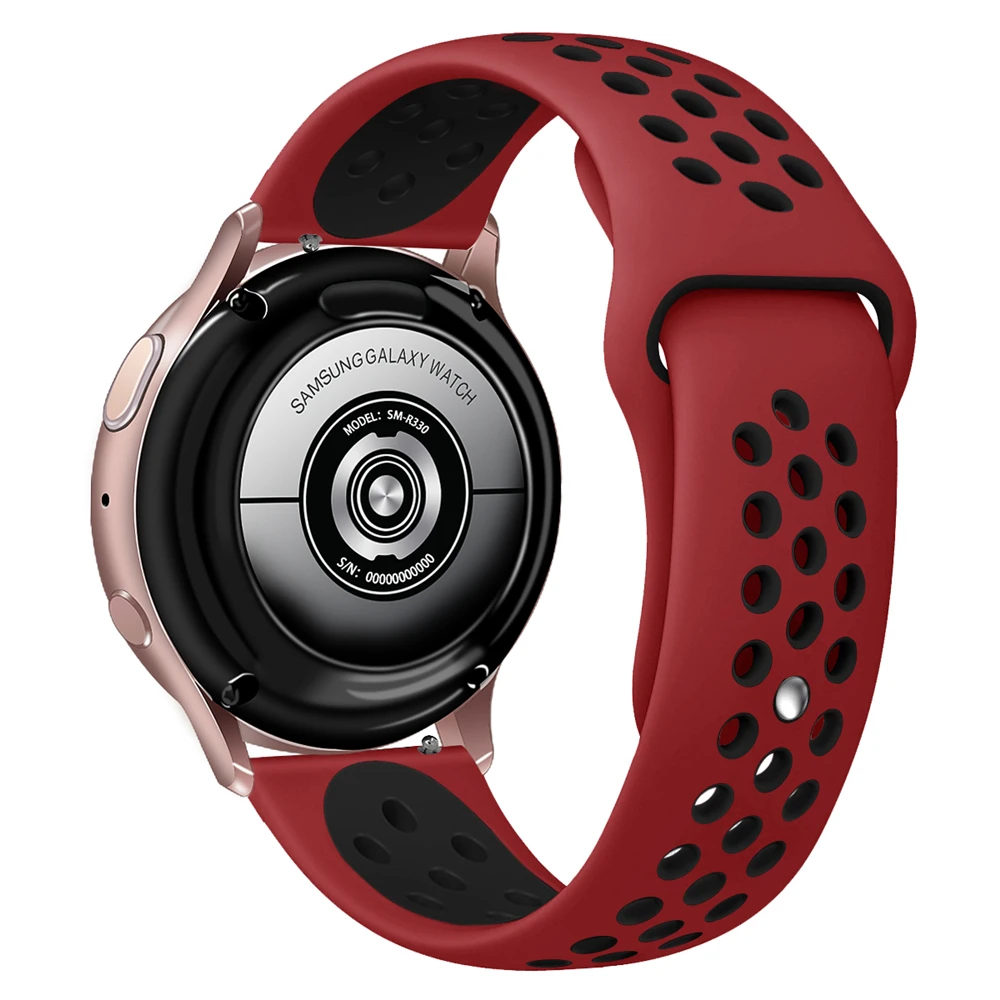 22 мм 20 мм ремешок для Galaxy watch 46 мм полосы/samsung gear s3 frontier/Galaxy Watch Active 2 band Браслет для Amazfit Bip - Цвет ремешка: red black