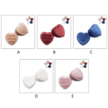 

Velvet Double Ring Box Heart Wedding Ceremony Ring Box with Detachable Lid