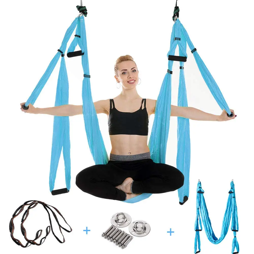 Воздушный комплект гамака для йоги, трапеция для йоги, инструмент для инверсии летающей йоги, включает 2 потолочных крючка, 2 удлинительных ремня, 2 карабина, сумка для переноски