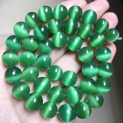 Pink Cat Eye Opal Beads - Natural Stone Glass Beads for DIY Jewelry Making, 15 Strand (Green)