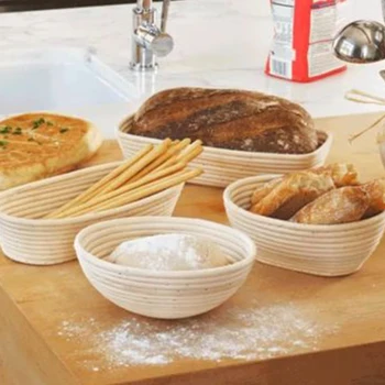 

Fermentation Rattan Dough Basket with Cloth Cover Portable Durable Multi-functional Bread Proofing Proving Baskets