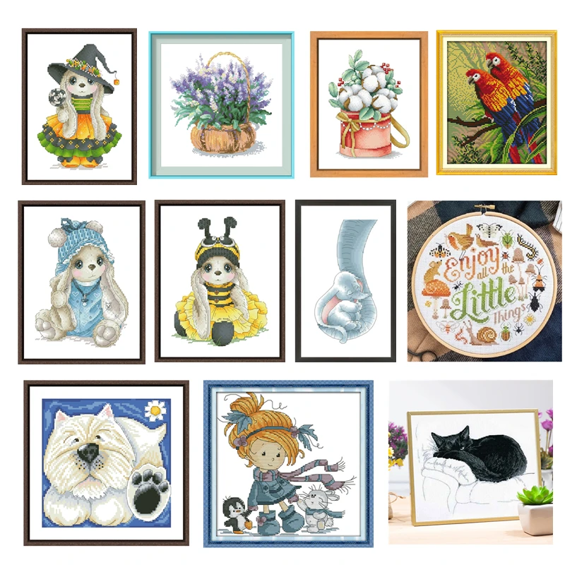 Fairy cartoon cross stitch package rose 18ct 14ct 11ct white fabric cotton silk thread embroidery DIY