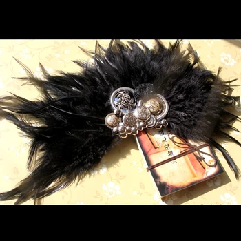 

Punk wings stud feather brooch badge, European and American epaulettes
