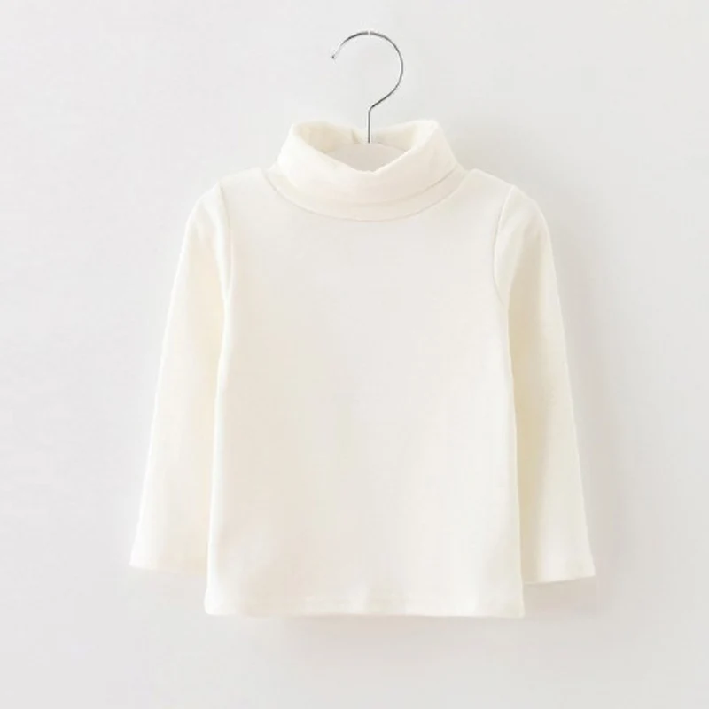 beige 92 Платье для маленьких девочек Длинные рукава с высоким воротом для детей футболка из хлопка зима-осень топы, Лидер продаж - Цвет: beige 92