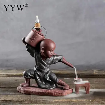 

Ceramic Backflow Incense Burner Creative Ornaments Little Monk Long Mouth Pot Incense Burner For Home Or Office Decorate
