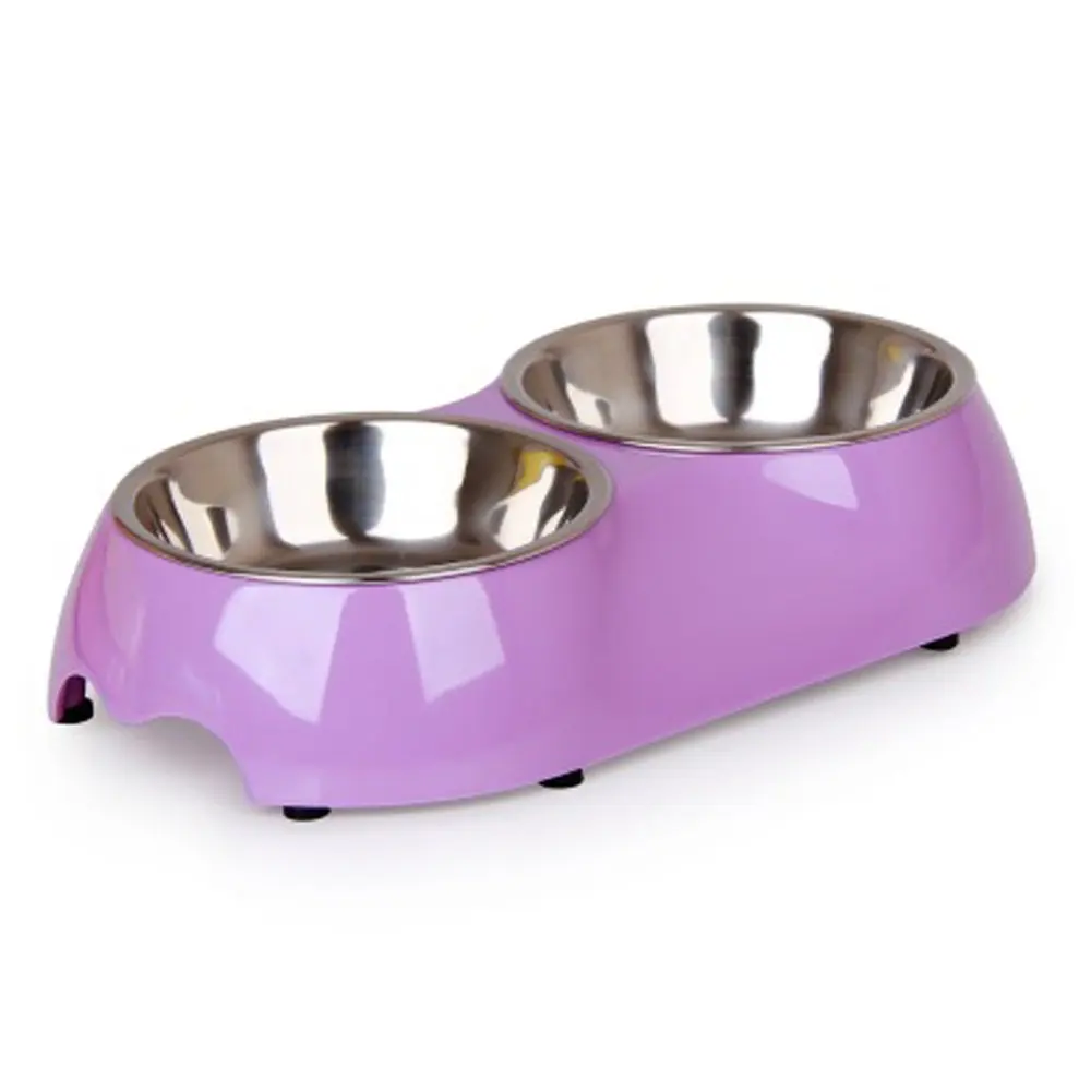 Dog And Cat Stainless Steel Double Diner Food Water Bowl Slow