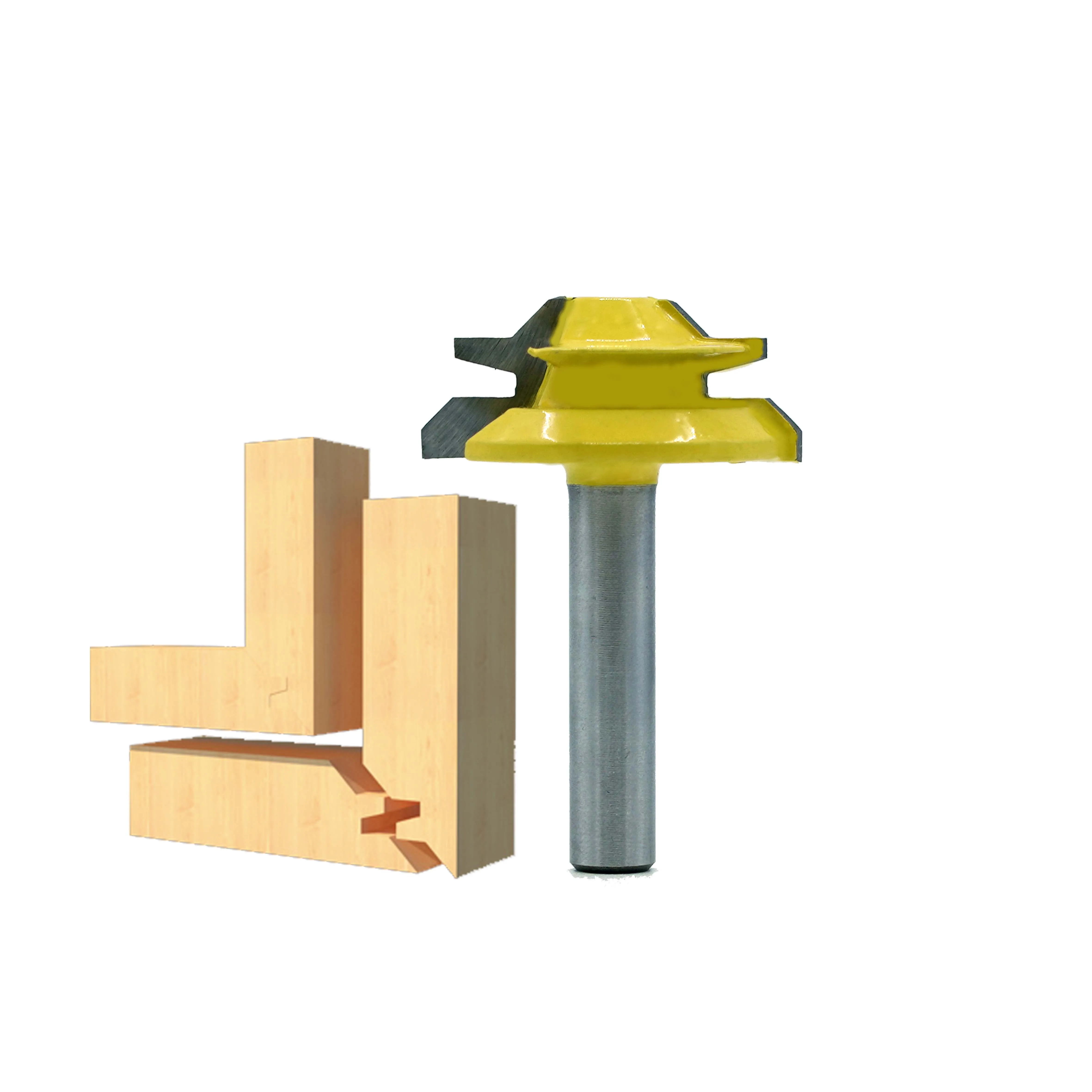 1PC 8mm Shank Lock Miter Router Bit Anti-kickback 45 Degree 1/2 Inch Stock Tenon Cutter for Woodworking Tools