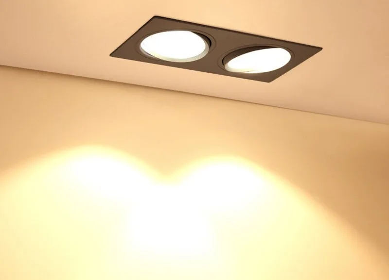 Square Bright Recessed Double LED Dimmable Square Downlight COB 10W 20W LED Spot light decoration Ceiling Lamp AC 85- 265V